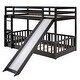 preview thumbnail 20 of 46, Modren Twin Over Twin Bunk Bed With Convertible Slide and Ladder,Solid Construction