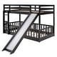 preview thumbnail 23 of 25, Twin over Twin Wood Bunk Bed with Convertible Ladder and Slide