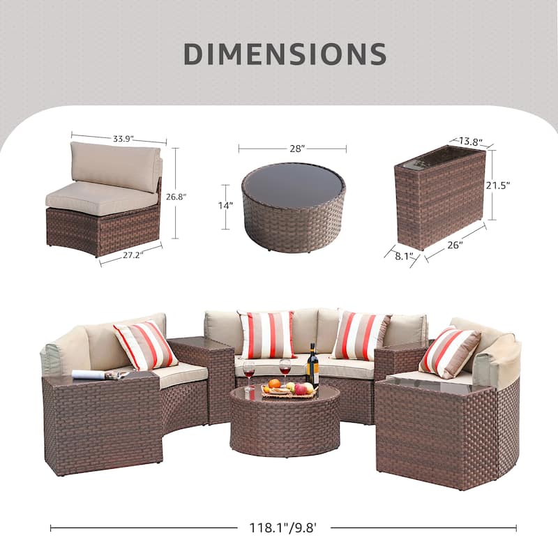 Outdoor 11-Piece Rattan Sofa Sectional Set