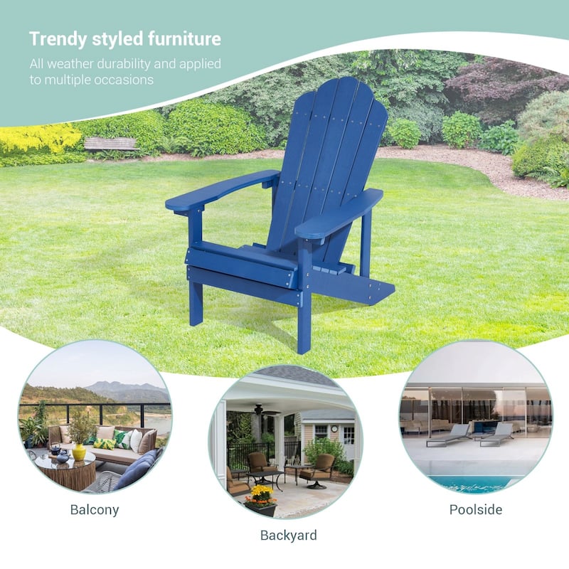 BONOSUKI Outdoor Faux Wood HIPS Patio Adirondack Chair