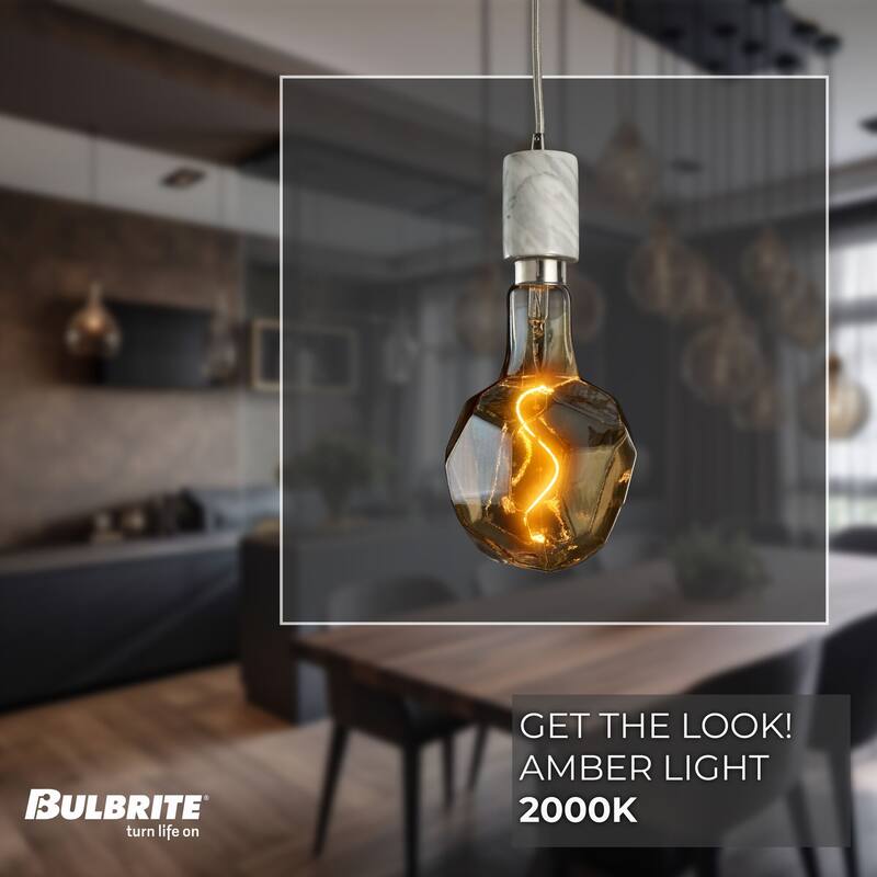 Bulbrite LED Grand Bulb and Pendant Kit of (1) 4 Watt Antique Glass 12" Jewel Shaped Bulb
