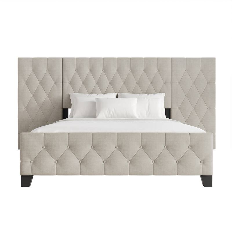 CraftPorch Modern Button Tufted Diamond Bed - Warm Grey - Queen
