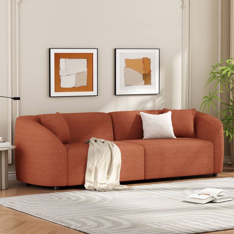 Christopher Knight Home - Allegra Modern 87” 3-Seat Upholstered Curved Sofa - Orange