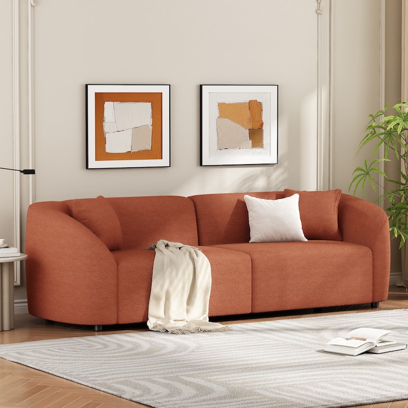 Christopher Knight Home - Allegra Modern 87” 3-Seat Upholstered Curved Sofa