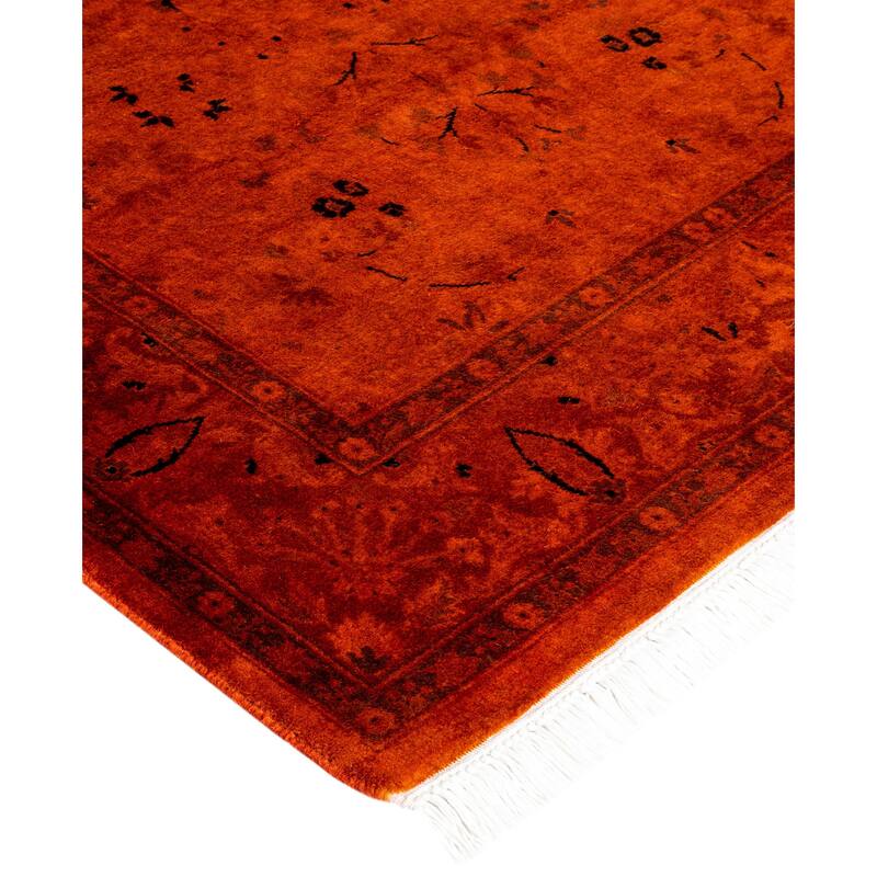 Overdyed One-of-a-Kind Hand-Knotted Area Rug - Orange - 3' 0" x 8' 7"