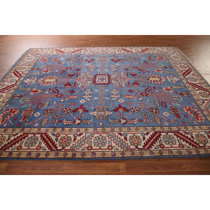 Blue Oushak Oriental Area Rug Wool Carpet - 7'10"x 9'10"