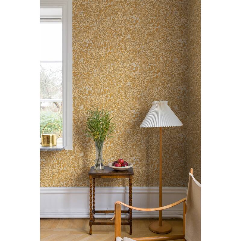 A-Street Prints Siv Mustard Botanical Wallpaper
