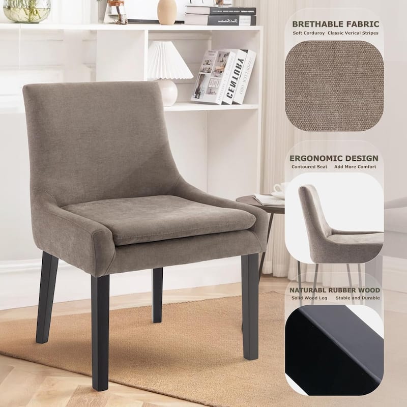 Upholstered Corduroy Accent Side Leisure Chairs with Soild Wood Legs