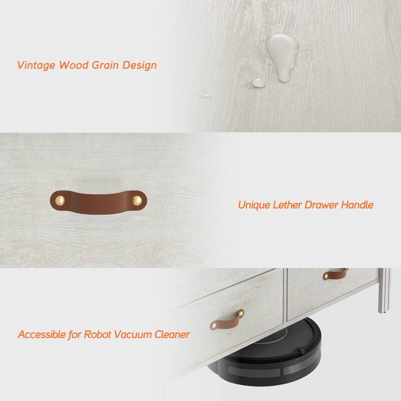 WAMPAT White Dresser for Bedroom, Large Long Dresser with Fabric Drawers, Kids Dressers & Chest of Drawers,