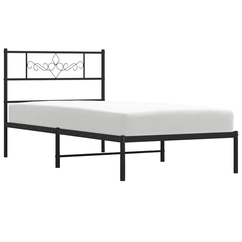 vidaXL 12 Inches Black Twin Metal Bed Frame No Mattress - 77.2" x 41.3" x 35.4"