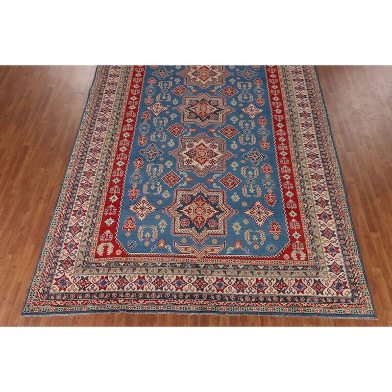 Blue Kazak Oriental Large Area Rug Handmade Wool Carpet - 9'8" x 15'7"