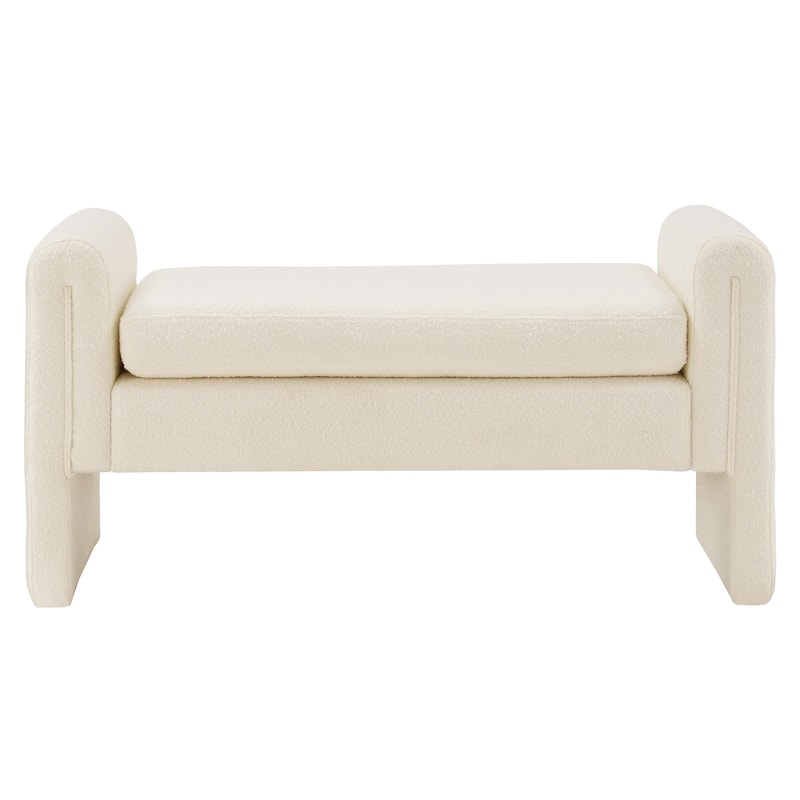 Oyala Ivory White Boucle Bench by iNSPIRE Q Modern