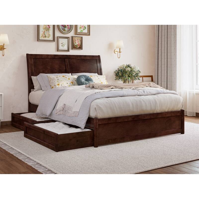 Andorra Platform Bed with Panel Footboard and Storage Drawers