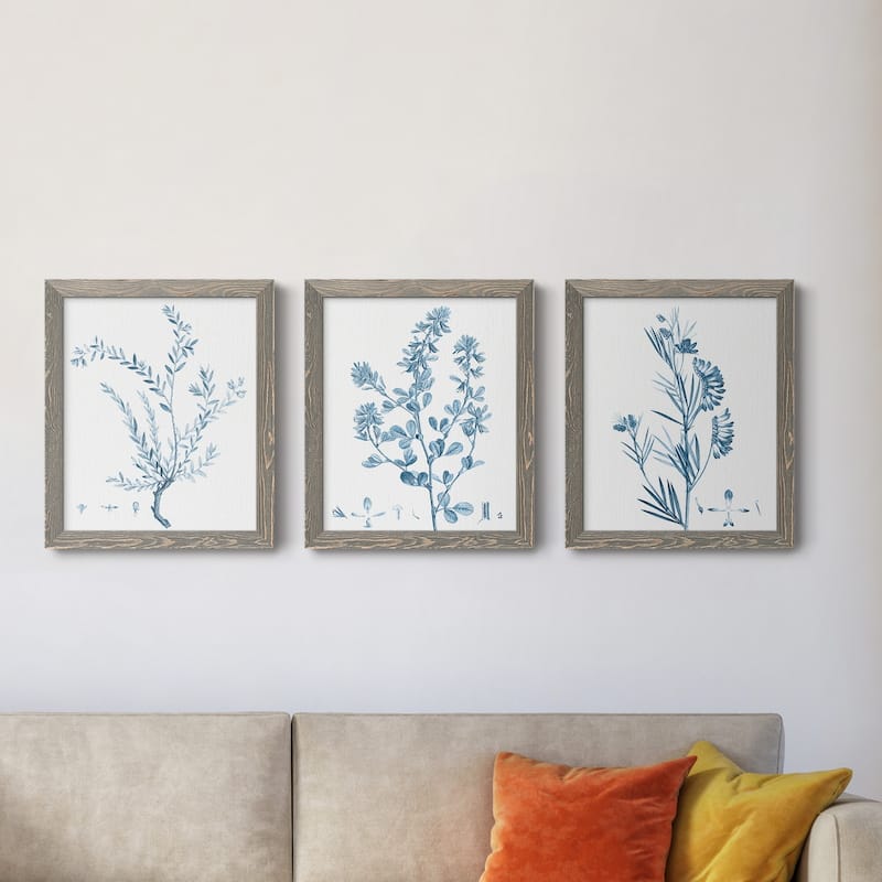 Antique Botanical in Blue VII-Premium Framed Canvas - Ready to Hang - Multi-Color