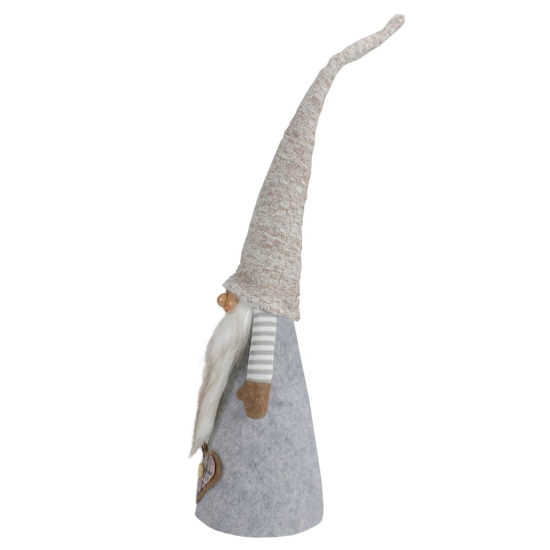 21" Gray and Beige Cone Boy Christmas Gnome Figure