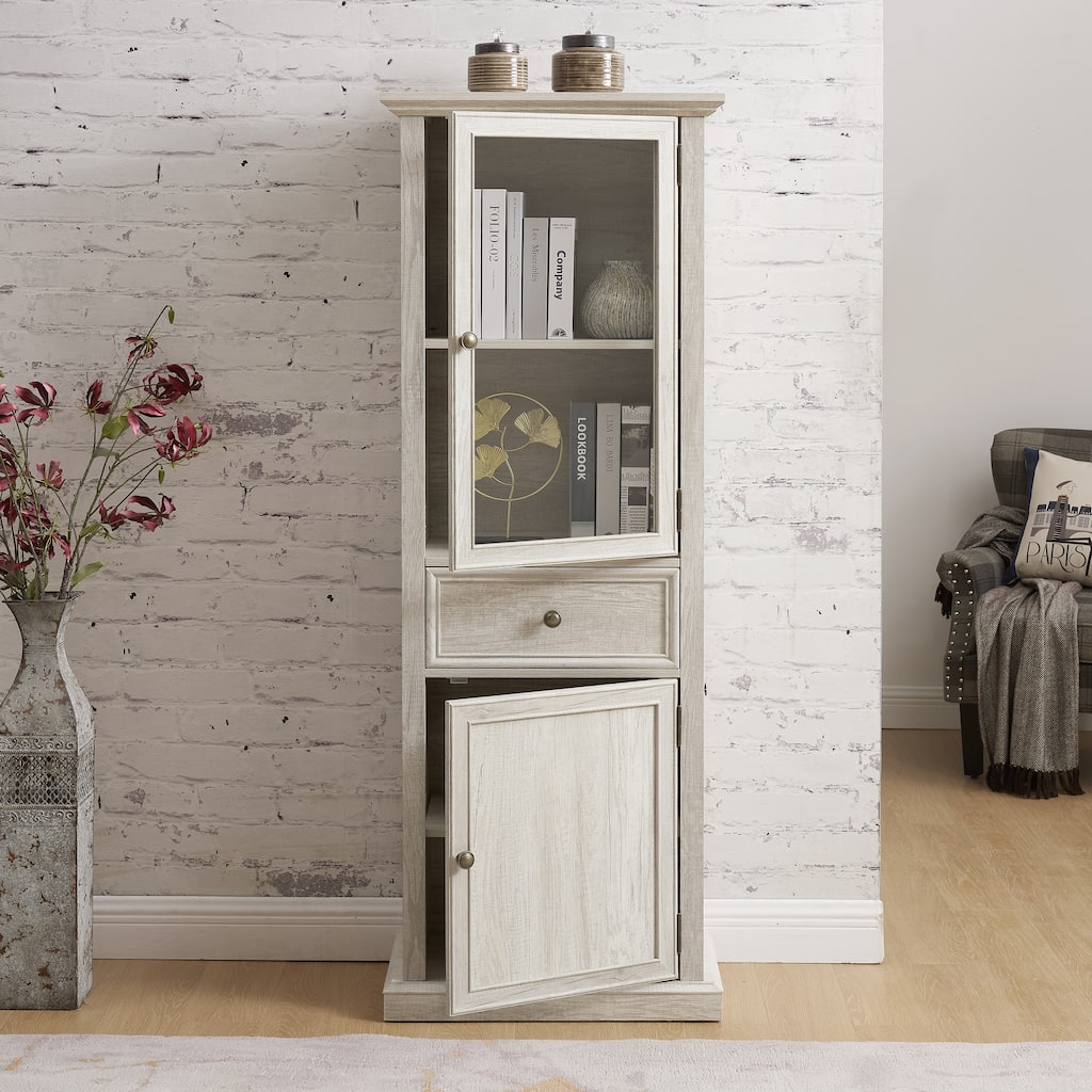Rossetta Minimalist Style Freestanding Tall Sideboard Cabinet with Drawer and Shelves, Easy Assembly