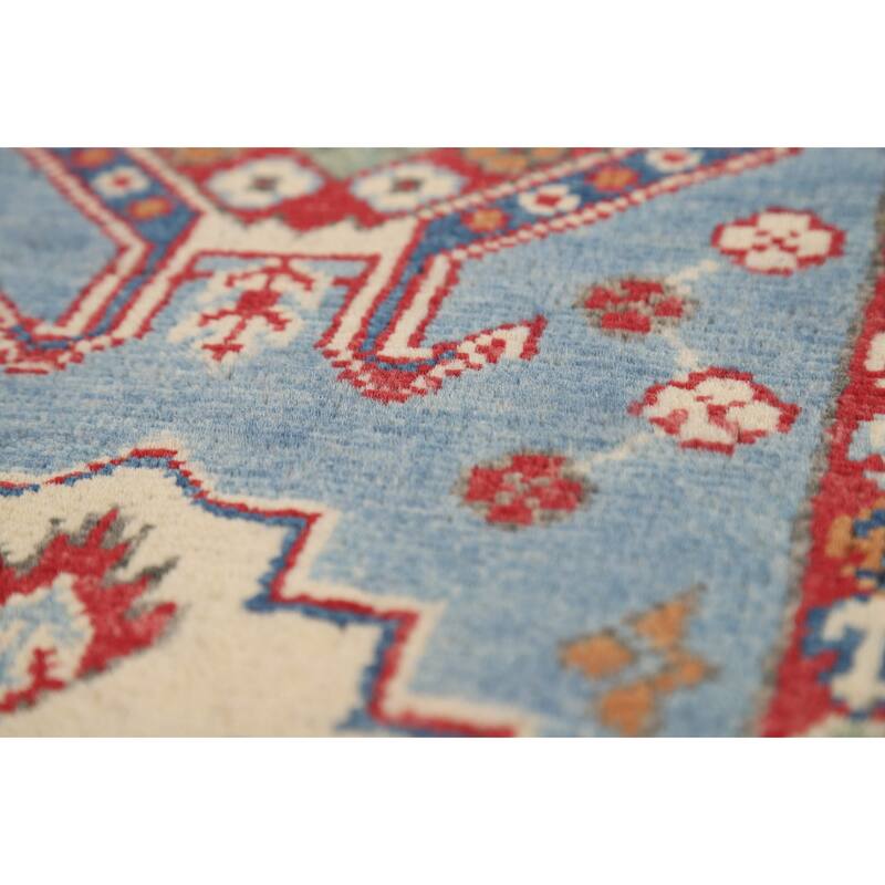 Light Blue Kazak Foyer Rug Handmade Wool Carpet - 2'0" x 3'0"