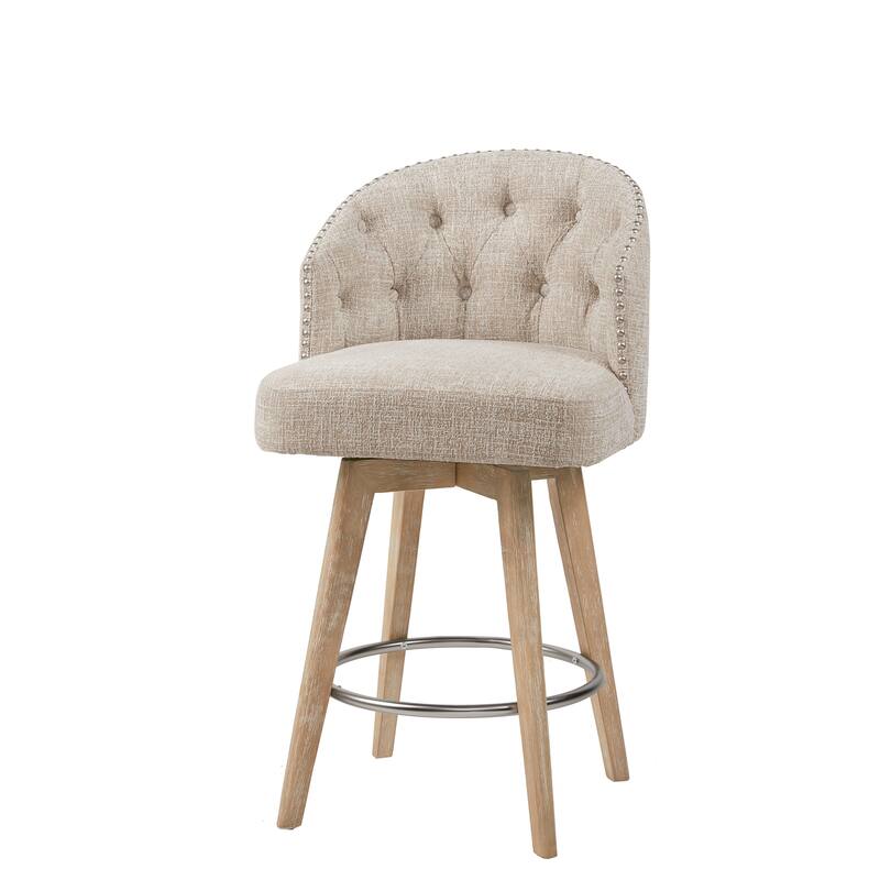 Madison Park Boyle Upholstered 360 Degree Swivel Counter Stool 26" H