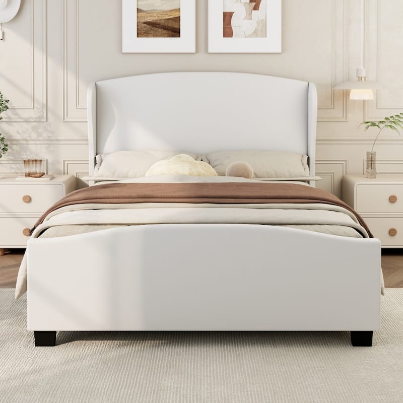 51" High Headboard Wingback Linen Upholstered Bed