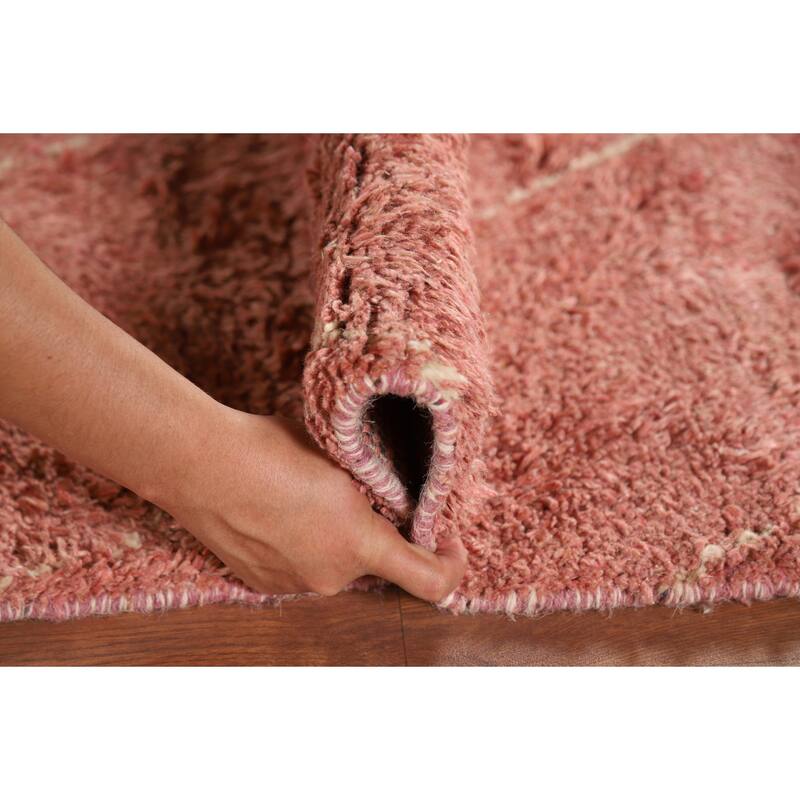 Pink Plush Moroccan Accent Rug Hand-Knotted Wool Carpet - 2'10" x 5'3"