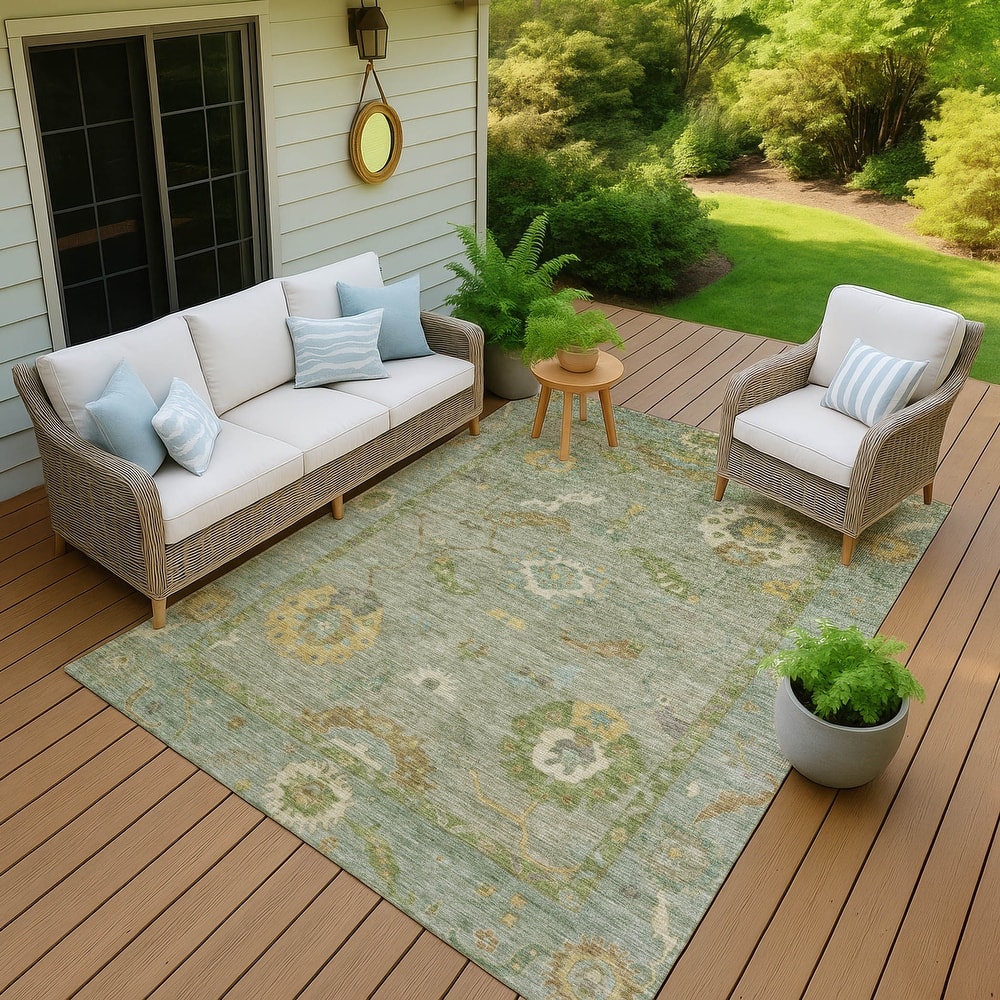 Machine Washable Indoor/ Outdoor Traditional Boho Chantille Rug