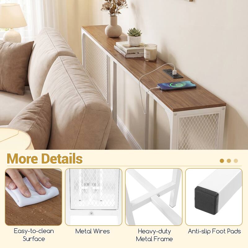 Gymax 71'' Console Table w/Power Outlet Metal Frame for Hallway Foyer