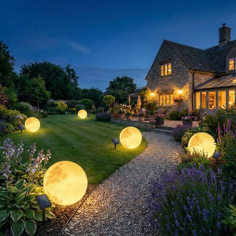 15.7" Indoor/Outdoor Solar Powered Glowing Moon Light - 15.7 inch