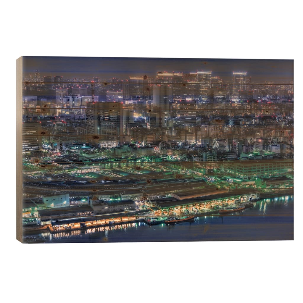 Tokyo Print On Wood by Tomoshi Hara - Multi-Color