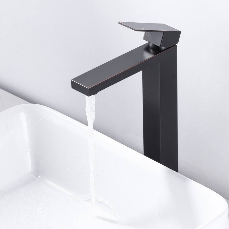 WOWOW Single Handle Single Hole High Arc Bathroom Vessel Faucet