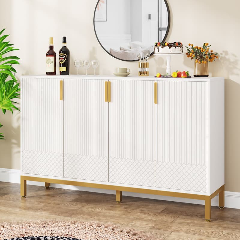 Buffet Cabinet with Storage, 59 Inch Sideboard Cabinet - N/A - White