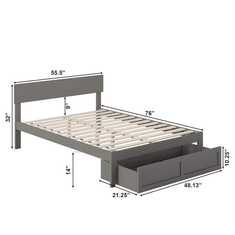AFI Boston Platform Bed with Foot Drawer