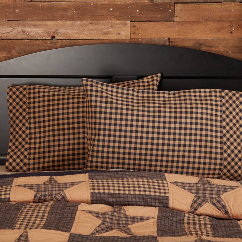 Primitive Bedding VHC Check Pillow Case Set of 2 Cotton