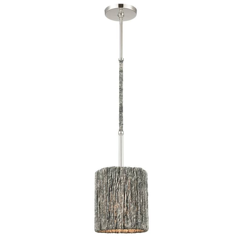 Elk Home Abaca Rope Shade Pendant - 8in W - Polished Nickel