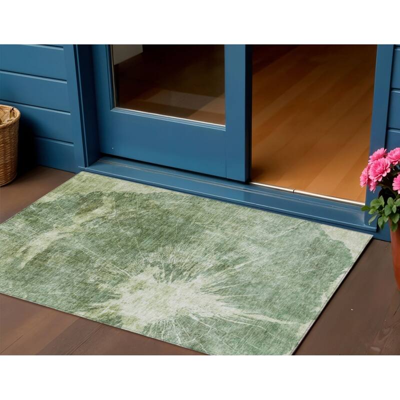 HomeRoots Abstract Transitional Rectangle Outdoor Rug - 3' x 5'