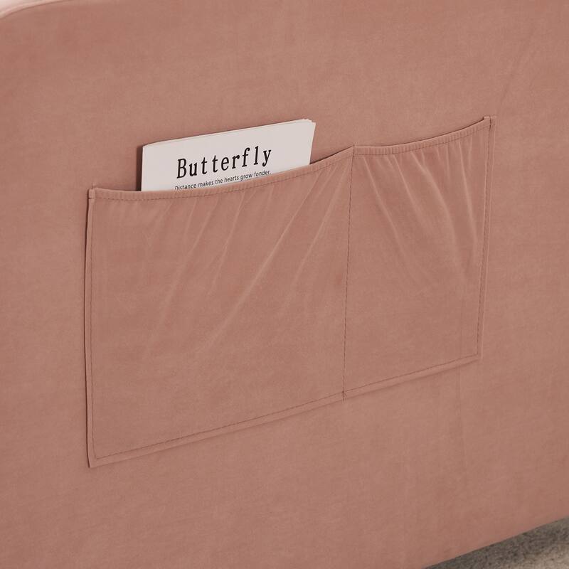 Twin Size Velvet Upholstered Daybed, Wood Sofa Bed Frame Daybed Couch with Trundle Bed and Wood Slat