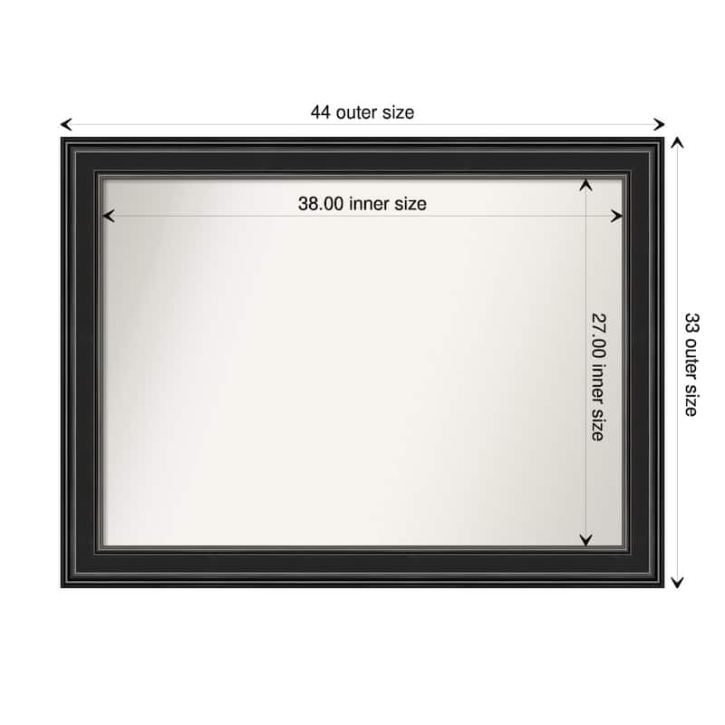 Non-Beveled Wall Mirror - Ridge Black Frame - 44 x 33 in - Ridge Black