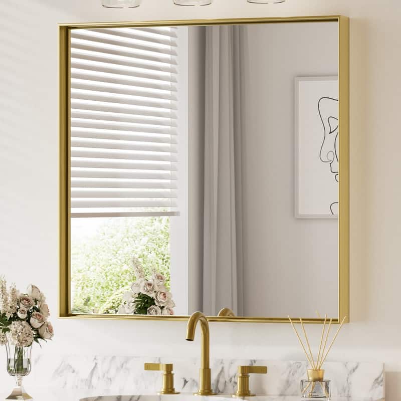 Keonjinn Aluminum Framed Wall Mount Bathroom Vanity Mirror