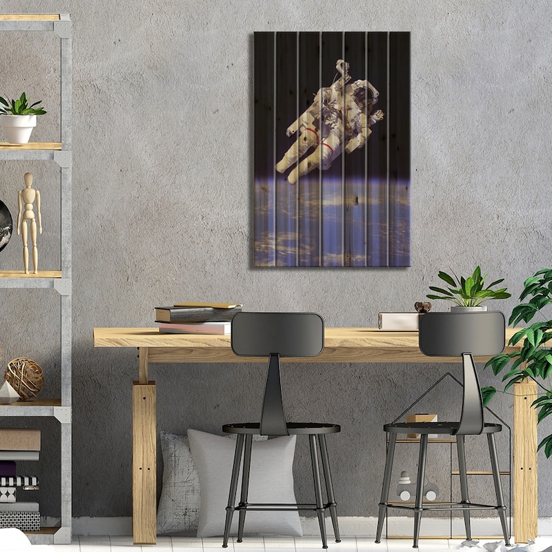 NASA Astronaut Print On Wood by NASA - Multi-Color