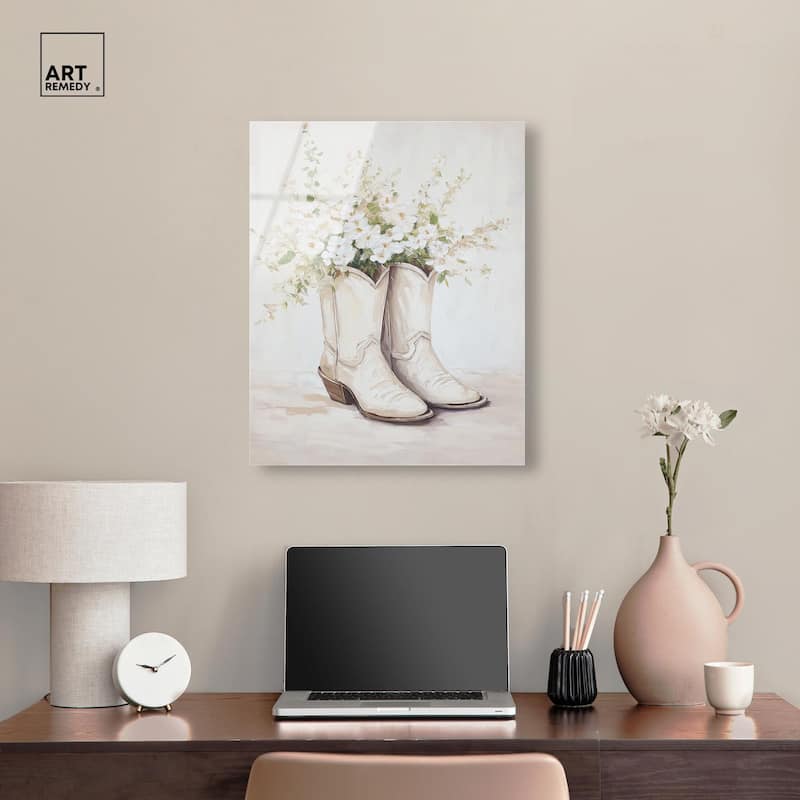 Prairie Bloom Boots Acrylic by Art Remedy, Ready to Hang