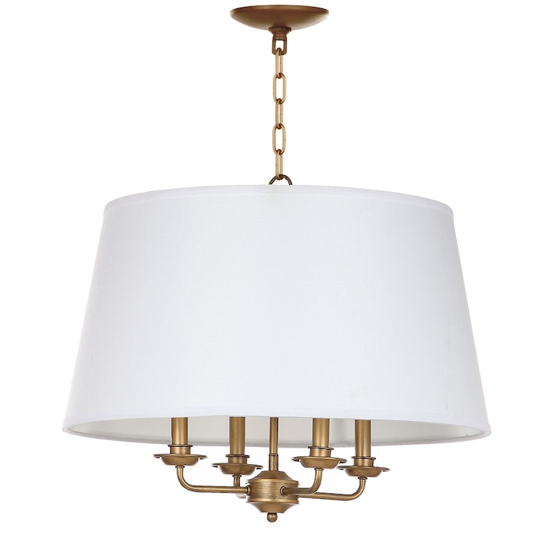 SAFAVIEH Lighting Anika Adjustable 4-Light Gold/ White Pendant - 22"x22"x23-93" - Gold/White - 22Wx22Dx93H