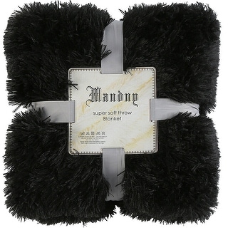 Plush Faux Fur Throw Blanket Reversible Black