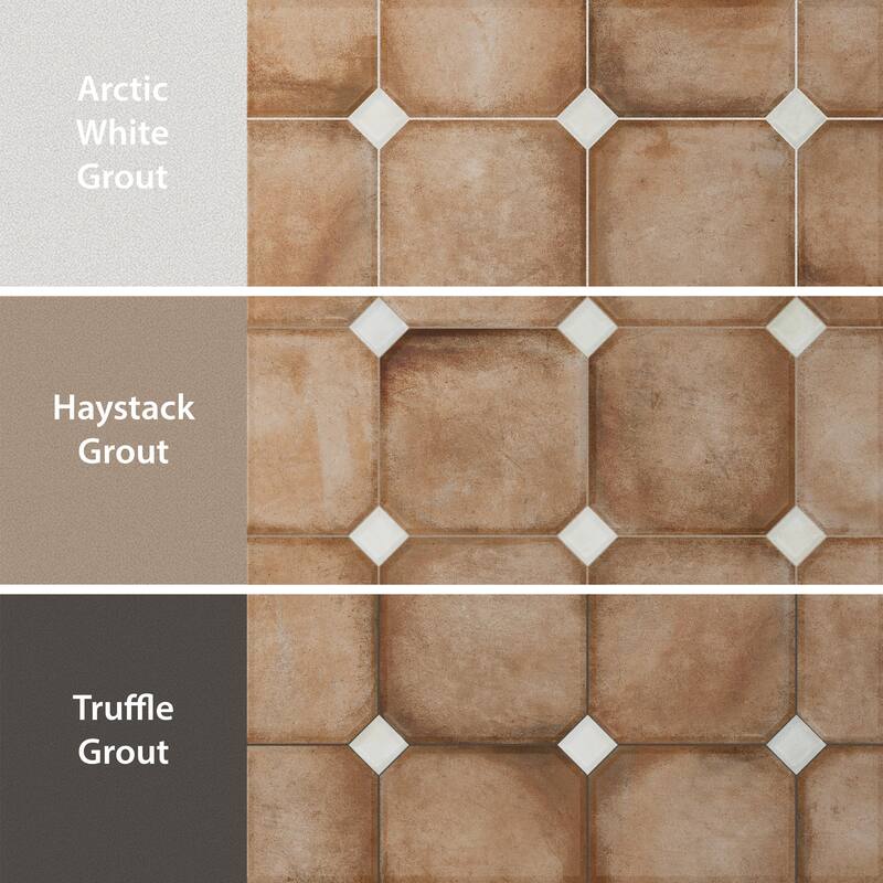 Merola Tile Laverton Octagon Natural with Taco Nieve 7-7/8" x 7-7/8" Porcelain Floor and Wall Tile