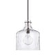 preview thumbnail 5 of 6, 1-Light Clear Water Glass Shade Pendant Bronze