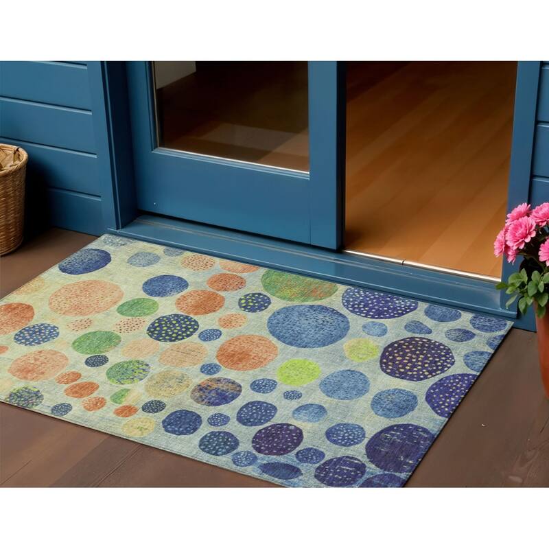 HomeRoots Geometric Transitional Rectangle Outdoor Rug - 3' x 5'