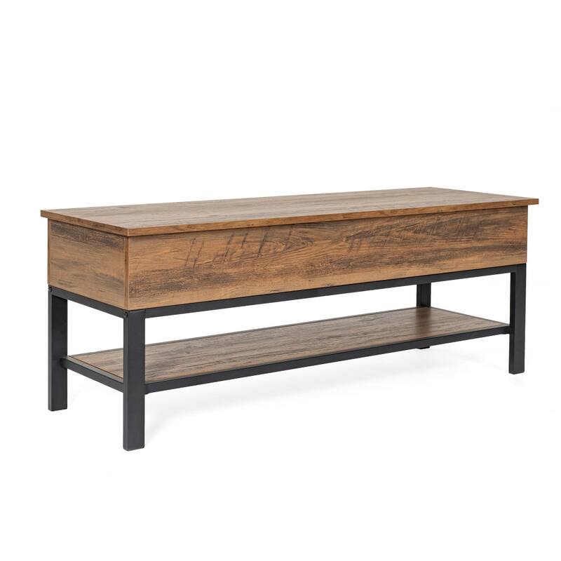 Farmhouse Entryway Bench with Hinged Lift Top and Storage