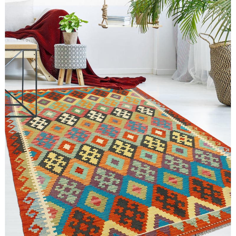 Flatweave Tanner Red/Beige Rug - 4'8" x 6'7"