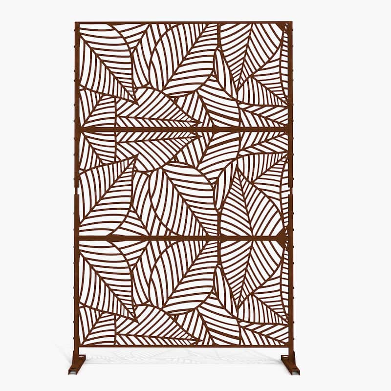 Outdoor Privacy Screen with Stand for Patio Garden Metal Fence