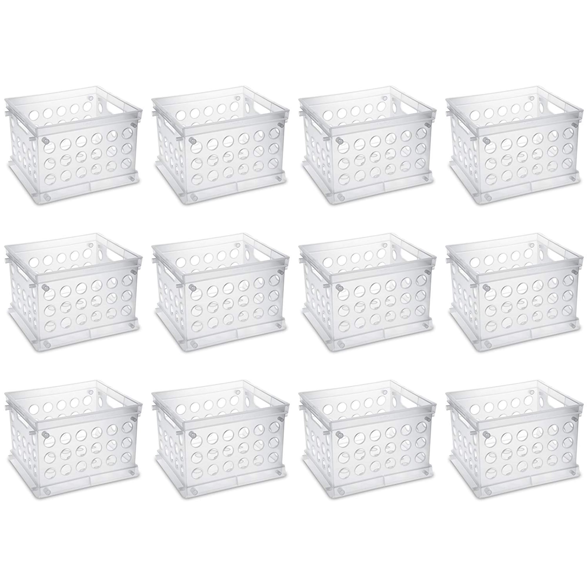 Sterilite Convenient Mini Square Small Storage Organizing Crate, Clear (12 Pack)