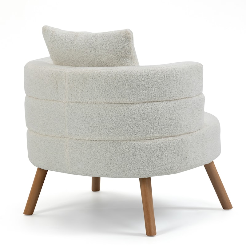 Azana White Boucle Accent Chair with Wood Legs
