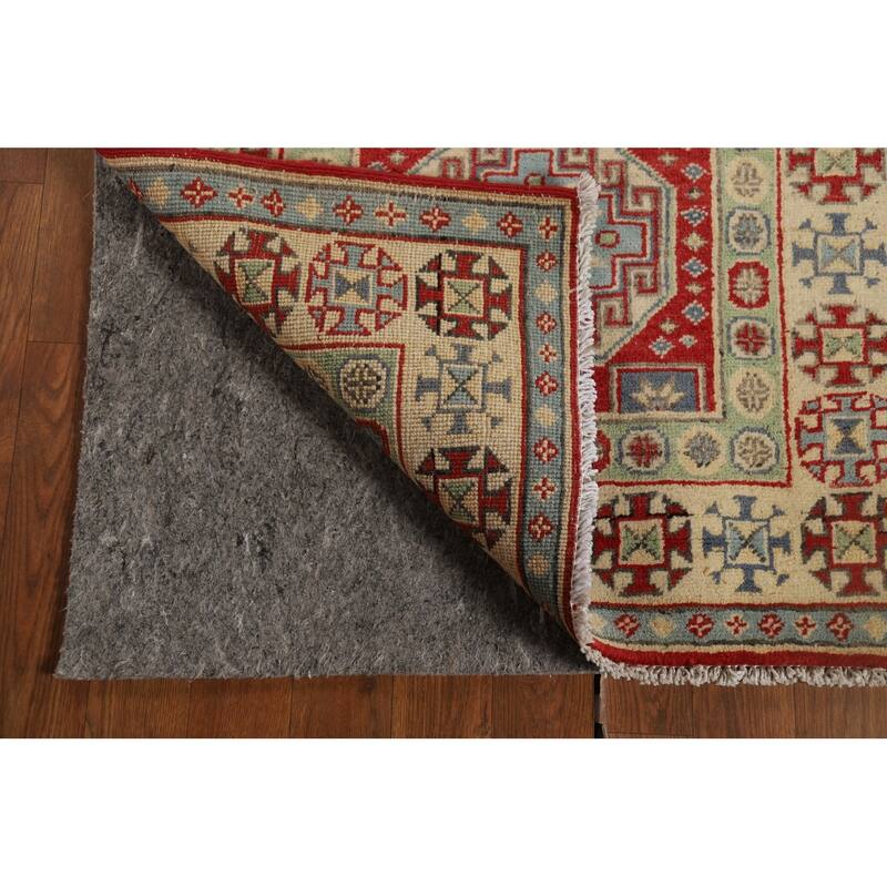 Red Kazak Runner Rug Hand-Knotted Oriental Wool Carpet - 2'7" x 9'8"